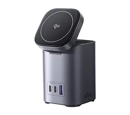 Зарядний пристрій Ugreen 2w1 X555 USB + 2x USB-C 65W GaN (UGR-55321) мульти-адаптер хаб + бездротове QI2