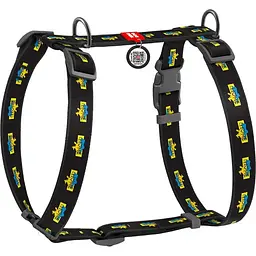 Шлея для собак анатомічна Waudog Nylon Будинок, L, чорний (322-0230)
