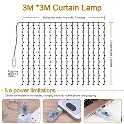 Гірлянда XPRO Xmas LED Водоспад 3х1.5 м, 240 білих діодів (47663-7597_300) - мініатюра 3