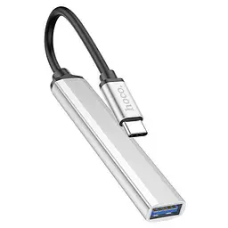 Usb-C хаб розгалужувач Hoco HB26 4 in 1 (Type-C to 1xUsb3.0 + 3xUsb2.0) сріблястий - мініатюра 2