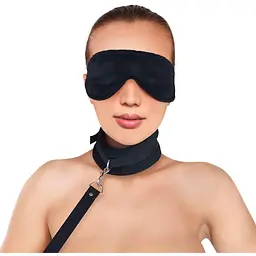 Набір нашийник з повідцем та маска Art of Sex - Soft Touch Light, Чорний