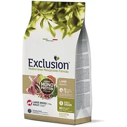 Сухий корм для дорослих собак великих порід Exclusion Noble Grain Adult Lamb Large Breed, з м’ясом ягняти, 12 кг