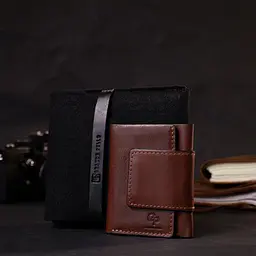 Шкіряний чоловічий гаманець GRANDE PELLE 8х10х1,5 см acs0026949 - мініатюра 9