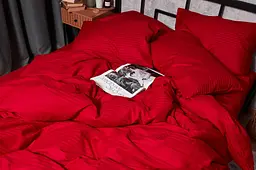 Комплект постільної білизни Moon&Star Satin Stripe Stripe Red євро 200х220 наволочки 4х50х70 - мініатюра 5