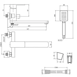 Змішувач для ванни Lidz (NKS) 10 30 005-1, Никель - мініатюра 2