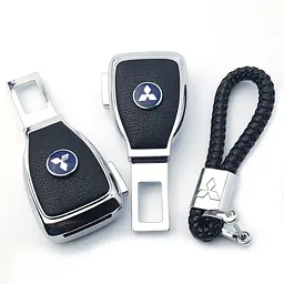 Набір авто для Mitsubishi №2 / заглушка-перехідник ременя безпеки та брелок з логотипом
