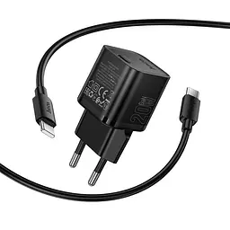 Адаптер мережевий HOCO C to C cable Ingenious single port PD charger set N64 |1Type-C, 20W/3A, PD/QC| - мініатюра 3