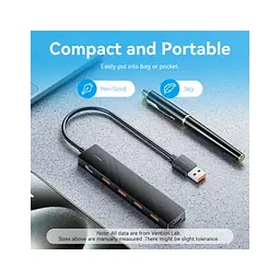 Концентратор Vention USB to 4xUSB 3.2 Gen2 + USB-C 10Gbps 0.15m black (CHOBB) - мініатюра 2