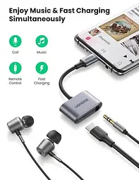 Перетворювач адаптер Ugreen CM231 Usb-C to 3.5 mm Audio Adapter with PD (UGR-60164) - мініатюра 2