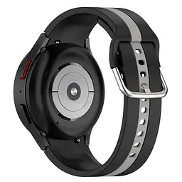 Ремінець для Samsung Galaxy Watch 6 40mm 6 44mm - чорно-сірий ширина кріплення 20мм силікон Watchbands D2 (W17-3WB89011452) - мініатюра 2