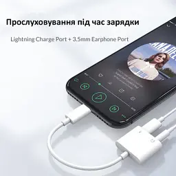 Перехідник Lightning to 3.5mm/Lightning 2LT-WH-BP Orico (CA912797) - миниатюра 3