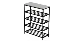 Полиця для взуття Слайм 4 Ferrum-decor 820x630x260 Чорний метал ДСП Білий 16 мм (FRD-105160) - мініатюра 9