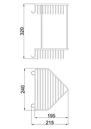 Полиця кутова Frap 2 яруси 240x320мм F335-1 1/20, Хром - мініатюра 2
