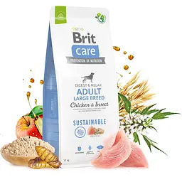 Сухий корм для собак великих порід Brit Care Dog Sustainable Adult Large Breed, з куркою та комахами, 1 кг - мініатюра 2