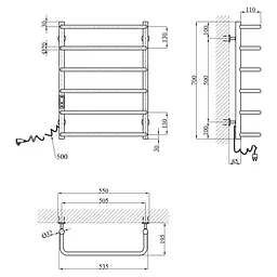 Сушарка для рушників електрична Kroner KRP Stil EL700x500-6 (CV036342) - мініатюра 6