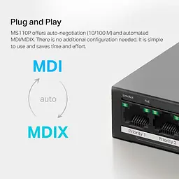 Комутатор Mercusys 10-портовий 10/100 Мбіт/с ( 8 портів PoE +) Mercusys, MS110P (MS110P) - мініатюра 7