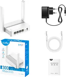 Маршрутизатор Cudy WR300, N300 Wi-Fi Router, 802.11b/g/n,300Mbps, 2.4GHz, 4 × 10/100Mbps Ports, 2 × - мініатюра 7