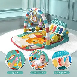 Музичний центр активності eners Baby Gyms Play Mats Kick&Play Piano Gym Tummy Time — М'який килимок для новонароджених - мініатюра 5