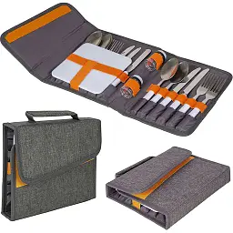 Набір столових приборів Bo-Camp Picnic Grey 16 предметів (7504340) - мініатюра 2