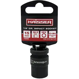 Головка ударна шестигранна 1/2" 15x38.5мм Haisser 70202