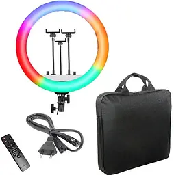 Кільцева світлодіодна LED лампа RIAS RL-18 RGB на 3 тримачі з пультом ДУ 45 см (3_04095) - мініатюра 4