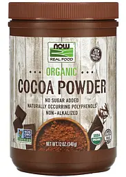 Какао органічний порошок 340грам (136 порцій в упаковці), NOW Foods, Real food, Cocoa Lovers