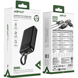 УМБ Acefast 20000mAh 22,5W PD,QC3.0 USB-A+USB-C In/Out,built-in cable M14 Black - мініатюра 5