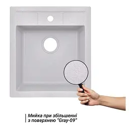 Кухонна мийка Lidz 460x515/200 GRA-09 (LIDZGRA09460515200), Сірий - мініатюра 3