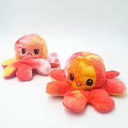 М'яка іграшка Восьминіг перевертень двосторонній веселий сумний Mood Octopus 16 см UKC жовто-жовтогарячий - мініатюра 4