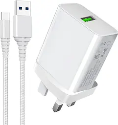 Зарядний адаптер 18W QC3.0 з кабелем Micro USB 2 м для Samsung, Huawei та Motorola
