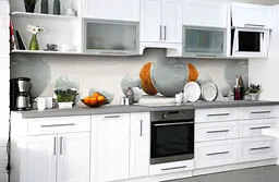 Вініловий кухонний фартух Глянцеві кулі Сфери наклейка для кухні ПВХ Абстракція Білий Happy Pocket Z181561 - мініатюра 6