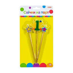 Свічка Maxi Stars "1" висотою 4,5 см, 3 шт. (MX620080-1)