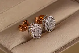 Сережки гвоздики Xuping Jewelry об"ємний овал з родієм 10 мм золотисті - мініатюра 2