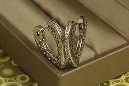 Сережки Xuping Jewelry серце одна доріжка з бортиками 2 см сріблясті - мініатюра 3