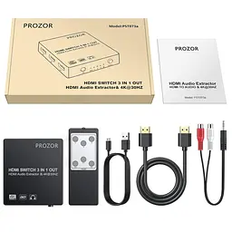 HDMI-перемикач Proster 3×1 з аудіоекстрактором, PIP та пультом ДК, 4K - мініатюра 3