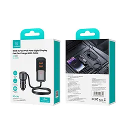 Адаптер автомобільний USAMS Digital Display Fast Car Charger US-CC213 C40 |3USB/2Type-C, 165W| - мініатюра 2