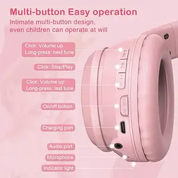 Бездротові ігрові навушники з котячими вушками Onikuma B90 з RGB підсвічуванням Навушники для стрімінгу Рожевий - мініатюра 9