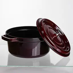 Кокотниця чавунна емальована 2,5 л, бургунді Yongkang HP-FLG-9 burgundy - мініатюра 3