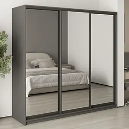 Шафа-купе тридверна MebelStar Комбо BG 3 Дзеркала 220x45x210 см Антрацит (MBS-9252)