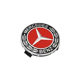 Ковпак колеса Mercedes Червоний з чорним d=75мм пластик 1 шт (ковпачок, заглушка диску)