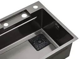 Кухонна мийка Kroner KRP Schwarze - SET7545HM PVD (3.0/0.8 мм) (CV033382) - мініатюра 12