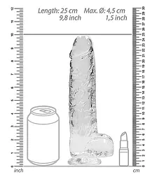 Фалоімітатор - Realrock Dildo 9" Transparent - мініатюра 5