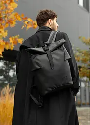 Чоловічий рюкзак ролл Sambag RollTop KZN чорний 41 х 27 х 18 см (24300001m)
