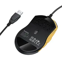 Миша дротова Hoco GM51 Sky Luminous Black/Yellow - мініатюра 2