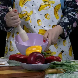 Макогон товкушка картоплем'ялка фігурна маленька дерев'яна 20 см, Woodly Бежевий 84901 - мініатюра 2