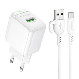 Мережевий зарядний пристрій BOROFONE BAS42A Potential single-port QC3.0 charger set(Type-C) 18W білий