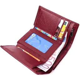 Симпатичний жіночий гаманець у три складання з натуральної шкіри ST Leather 19470 бордовий - мініатюра 9