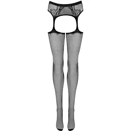 Сітчасті панчохи-стокінги з візерунком на сідницях Obsessive Garter stockings S232 S/M/L, чорні - мініатюра 5