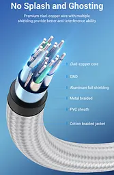Кабель Vention HDMI M - M,10.0 м V2.0 4K 60Гц обплетення Silver Metal Type - мініатюра 7