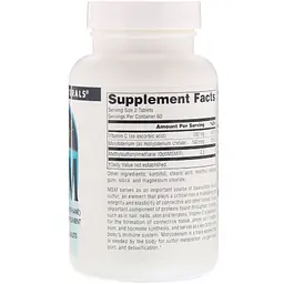 Вітаміни Source Naturals МСМ 1000 мг з вітаміном С 60 таблеток - мініатюра 2